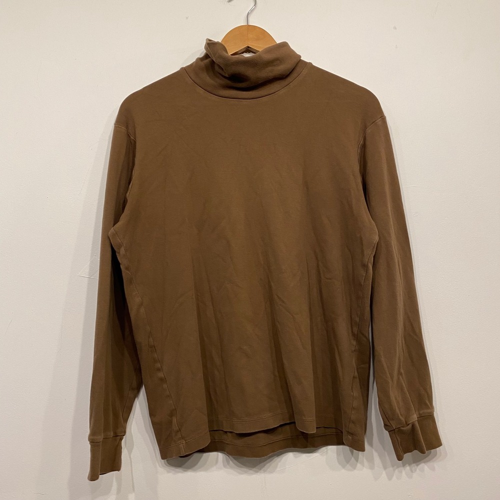 Uniqlo Mens Brown Long Sleeve Turtleneck Cotton Jersey Shirt Size Medium